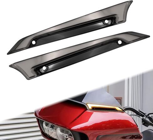 Windshield Trim Lights with LED Running and Turn Signal Lights Fit for Harley Road Glide FLTRXS FLTRK FLTRX 2015-2023 (Black Housing Smoke Lens) in Saudi Arabia