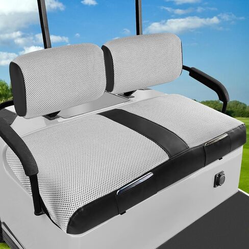 أغطية مقاعد MOSNAI Club Car DS 2000.5-Up، أغطية مقاعد عربة الجولف لمقعد السيارة العادي DS OEM، قماش شبكي بوليستر قابل للتنفس ومظهر مزيج من الجلد، لا حاجة لفصل مساند الأذرع in Kuwait