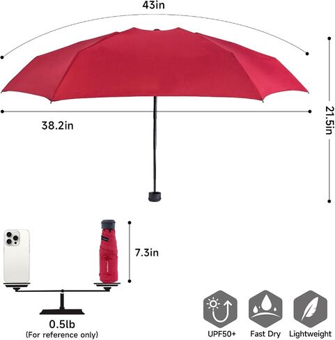 RUMBRELLA UV Travel Umbrella with Shopping Bag Mini Umbrella Fast Dry and Ultra Lightweight in Kuwait