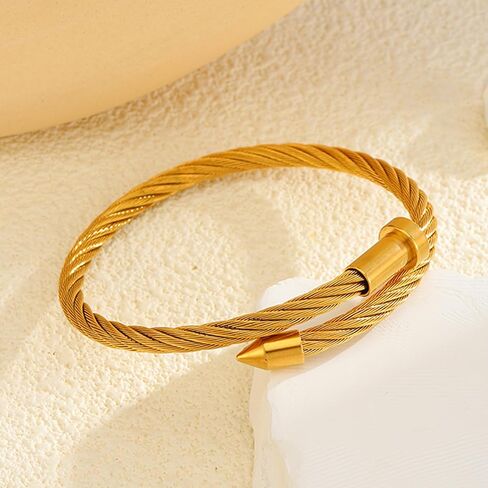 Gold Bracelets for Women - Crystal Stackable Bangles with Friendship & Love Theme - Stainless Steel Jewelry, Ideal Birthday Gift in Saudi Arabia
