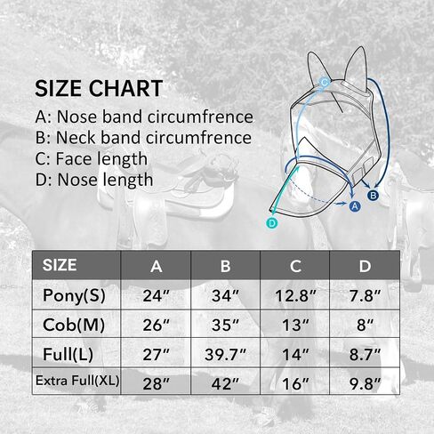 Harrison Howard Horse Fly Mask Long Nose with Ears Summer Mint/Navy M Cob in Saudi Arabia