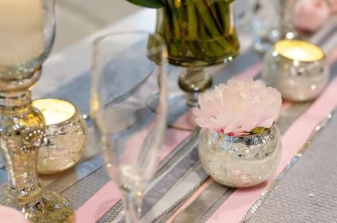 مجموعة من 6 مزهريات بلينغ بنمط الكراك مزهرية ذهبية مزهرية فضية زئبقية للحفلات والمناسبات ومزهرية مركزية لحفلات الزفاف (متوسطة، ذهبية) in Kuwait