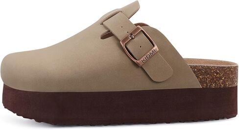 KIDMI Women's Platform Clogs Leather Mules Cork Footbed Potato Shoes in Saudi Arabia