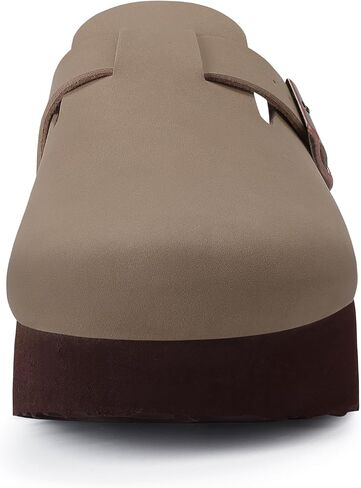 KIDMI Women's Platform Clogs Leather Mules Cork Footbed Potato Shoes in Saudi Arabia