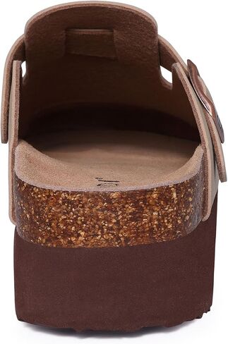 KIDMI Women's Platform Clogs Leather Mules Cork Footbed Potato Shoes in Saudi Arabia
