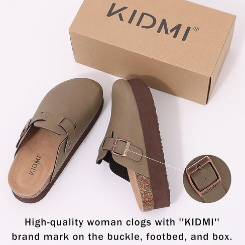 KIDMI Women's Platform Clogs Leather Mules Cork Footbed Potato Shoes in Saudi Arabia