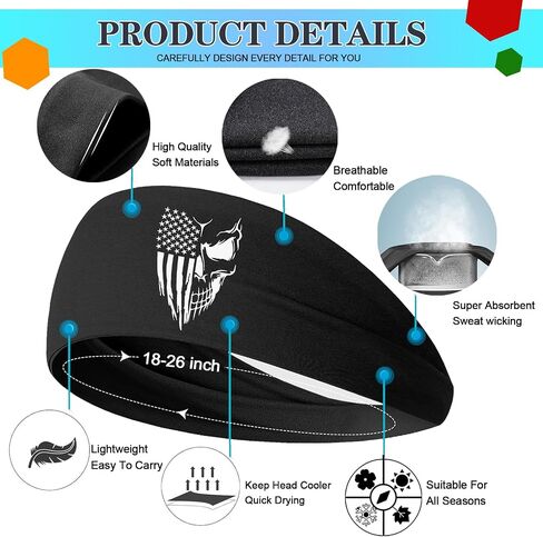 3pcs Sweat Bands Headbands Men Sport Headbands for Men Sweatbands Workout Headbands Women Cooling Skull Running Head Sweat Bands in Saudi Arabia