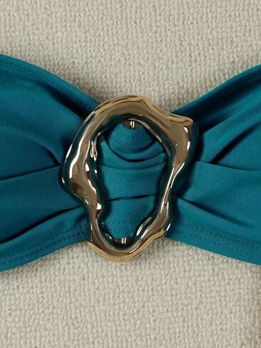 Women's Bandeau Swimsuits Strapless Tie Back Bikini Sets High Cut Cheeky 2 Piece Bathing Suit Swimwear in Kuwait