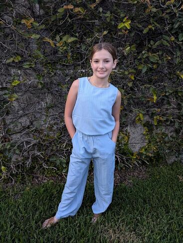 Arshiner Girls Clothing Set Casual Clothes Sleeveless Back Tank Crop Top and Wide-Leg Pants with Pocket 2 Piece Outfits 5-13Y in Saudi Arabia