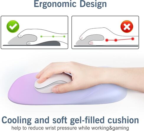 وسادة ماوس داعمة للمعصم مع كوستر، [أكبر بنسبة 20%] مجموعة وسادة مسند معصم من الإسفنج الذكي بتصميم مريح، قاعدة مطاطية غير قابلة للانزلاق للمكتب والعمل المنزلي والألعاب والبرمجة، رخام أرجواني in Kuwait