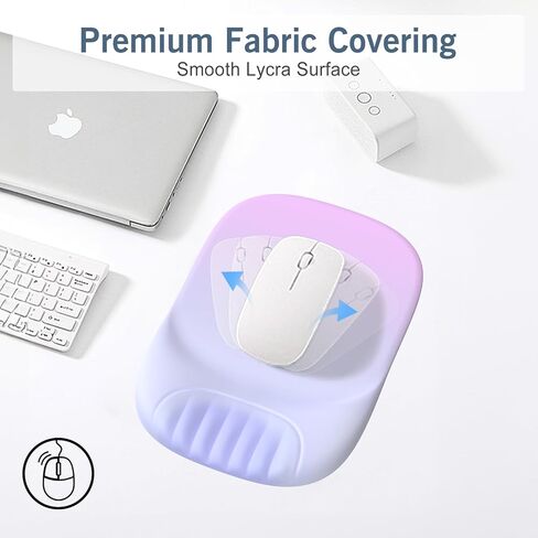 وسادة ماوس داعمة للمعصم مع كوستر، [أكبر بنسبة 20%] مجموعة وسادة مسند معصم من الإسفنج الذكي بتصميم مريح، قاعدة مطاطية غير قابلة للانزلاق للمكتب والعمل المنزلي والألعاب والبرمجة، رخام أرجواني in Kuwait