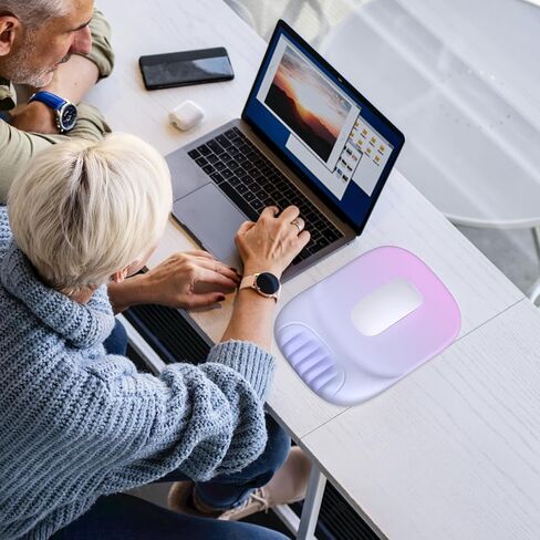 وسادة ماوس داعمة للمعصم مع كوستر، [أكبر بنسبة 20%] مجموعة وسادة مسند معصم من الإسفنج الذكي بتصميم مريح، قاعدة مطاطية غير قابلة للانزلاق للمكتب والعمل المنزلي والألعاب والبرمجة، رخام أرجواني in Kuwait