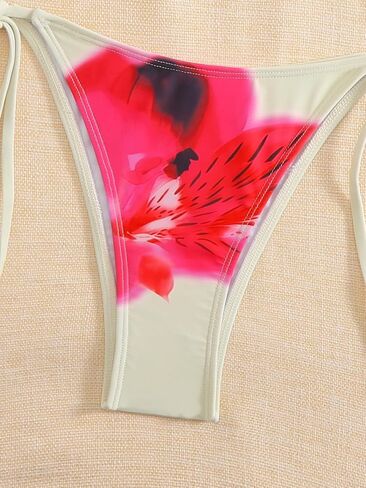 SEGT Women's 2 Piece Floral Print Halter Neck Tie Bikini Set Triangle String Thong Swimsuit Summer Bathing Suits for Women in Kuwait