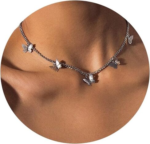 Dainty Gold Butterfly Bow Necklace for Women,18k Gold Plated Choker Necklaces for Women Waterproof & Daily & Simple, Gold Jewelry for Women in Saudi Arabia