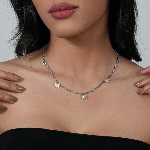 Dainty Gold Butterfly Bow Necklace for Women,18k Gold Plated Choker Necklaces for Women Waterproof & Daily & Simple, Gold Jewelry for Women in Saudi Arabia