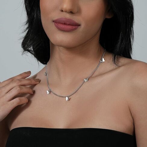 Dainty Gold Butterfly Bow Necklace for Women,18k Gold Plated Choker Necklaces for Women Waterproof & Daily & Simple, Gold Jewelry for Women in Saudi Arabia