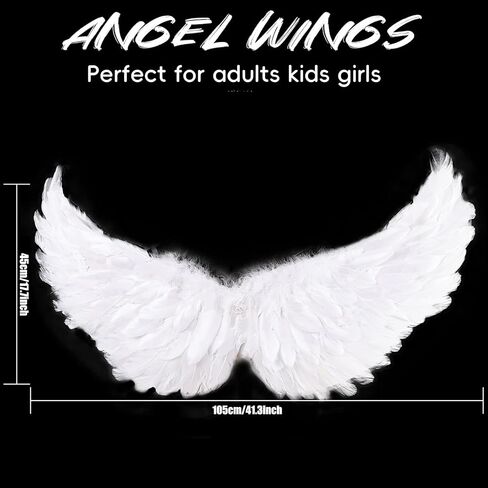 Angel Wings Assume Associory-Feather Wings مع مجموعة رأس هالة للبالغين ، والأجنحة الخيالية القابلة للتعديل ، والأجنحة الجسدية القابلة للتعديل ، in Kuwait