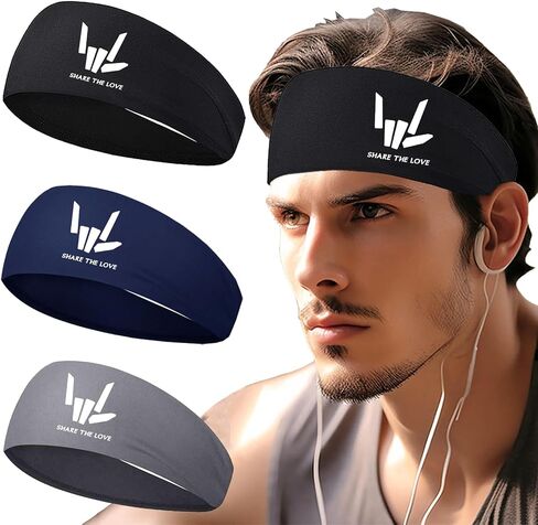3pcs Sweat Bands Headbands Men Sport Headbands for Men Sweatbands Workout Headbands Women Cooling Skull Running Head Sweat Bands in Saudi Arabia
