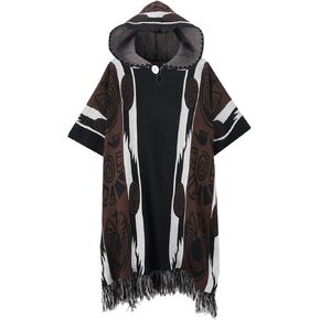 JXVX Mexican Poncho Shawl Vintage Hippie Sarape Pancho Cape Boho Totem Mexicanos Sleeveless Sweater Cloak Costume Outfit
