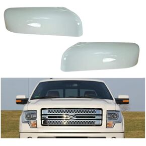Top Half Mirror Covers Caps Compatible with 2009-2014 Ford F-150 Glossy Black, Chrome, Oxford White Side Wing View Mirror Cover Cap, 2009-2014 Ford F-150 Accessories (Oxford White)