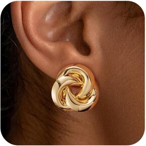 Hanli 14K Gold Gold Plated Action Action arits for Women Edricy - Gold Gold Flower Leaf Oval chunky kunding danger drop studs big truction