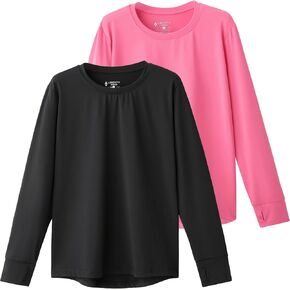 3 Pack Youth Girls Long Sleeve Shirts Active Dry Fit Athletic Performance Clothes Kids Teens Tees with Thumbholes in Saudi Arabia
