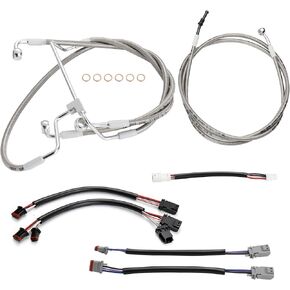2017-2020 Touring Extended 16 "Cablsbar Cables Set No ABS Clutch Cable & Brake Line Extension for 2017-2020 Harley Road King/Electra Glide/Street Glide/Road Glide No ABS ، Chrome