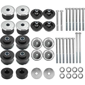 KF04058BK Body Cab Mount Bushings Kit Replacement for Ford F-250 F-350 Super Duty 2WD/4WD 1999-2007, with Steel Sleeves & Hardware