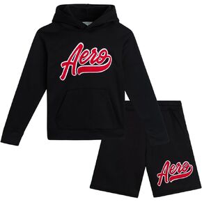 AEROPOSTALE Boys' Shorts Set - 2 Piece Fleece Pullover Hoodie Sweatshirt and Shorts - Boys' Matching Outfit Set (Sizes:8-12)
