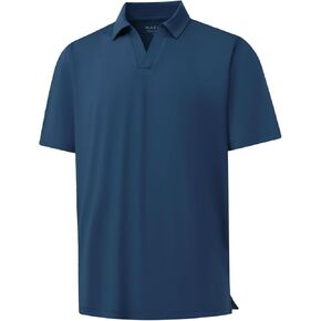 M MAELREG V Neck Polo Shirts for Men Performance Casual Moisture Wicking Mens Golf Polo Shirts Short Sleeve with Collar