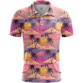 Eagle Six Gear Flamingo Sunset Golf Polo Shirt