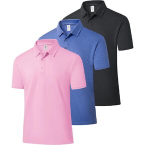 ZITY 3 Pack Mens Polo Shirts Short Sleeve Golf Polo Moisture Wicking Performance Collared Casual Tennis Athletic T-Shirt