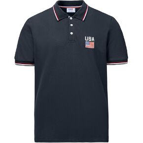 Arvilhill Men's American Flag Polo Shirts Patriotic Golf Polos 1776 Cotton Pique Tee Tops (S-3XL)