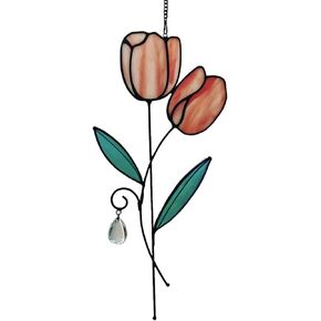 Stained Glass Bird of Paradise Window Hanging Flower Sun Catcher Home Decoration A Birthday for Family, Friends, and Colleagues. (Yellow,Green) in Saudi Arabia