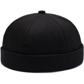 XL Excerize Brimless Cap ، Men Skullcap Cuff No Visor Beanie Sailor Hat (Black ، XL (22inch-24inch))