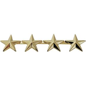 Hero's Pride 4 Star Rank Insignia, Five-Pointed Star Pin, 2 Posts and Clutch Backs, Pack of 2
