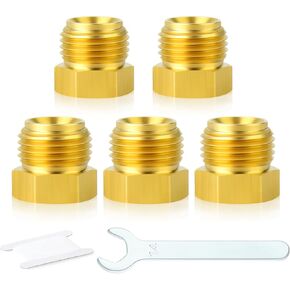 GASHER 5PCS Brass Brake Line Outer Hex Thread Socket Pipe Plug Fittings 3/8"(5/8-18 Inverted Flare) Union for Fuel/AIR/Lquid/Gas