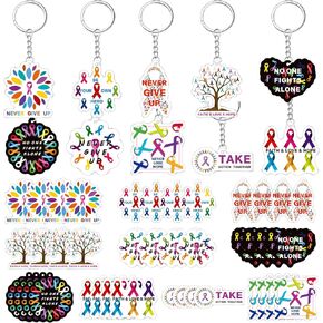 Remuuly 50 Pcs Encouragement Cancer Survivor Recovery Gifts Cancer Prevention Keychain Bulk National Cancer Thriver Day Gifts Cancer Survivors Cancer Awareness Keychain for Friends Women Men
