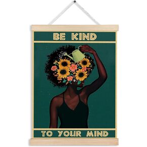 Trendy Retro What If It All Works Out Wall Art, Positive Affirmations Wall Decor, Positive Quotes Black and White Canvas Wall Art Poster Hanger Frame for Home Office Apartment Decor,12x16 Inches