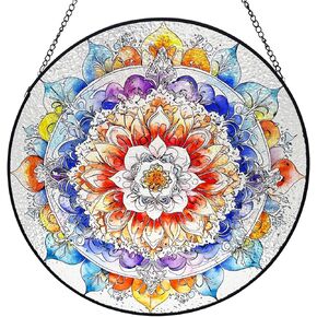 9.84'' Rose Glass Window Hanging, 1 Pc Rose Glass Window Panel, Flower Glass Window Hanging for Valentine's Day Mother's Day Wedding Decor