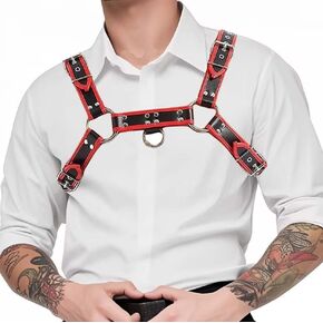 Aimery Men's Leather Harness Buckle Body Chest Harness Punk Adjustable Straps Top Nightclub Clubwear Costume Cosplay