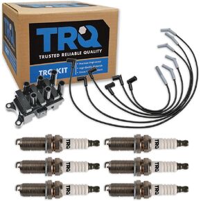 TRQ Ignition Kit Ignition Coil Spark Plugs Wire Set Compatible with 2003-2008 Ford Ranger 2004-2007 Mazda B3000