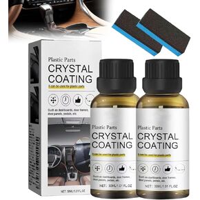 Crystal Coating for Car Plastic Parts, Crystal Coating for Car, Protects Faded Interior, Easy to Use Car Refresher(2pcs)