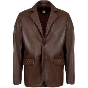 Lambskin Leather Blazer Men Casual Coat with Quilted Design– Notched Collar Style Ultimate Leather Blazer for Men