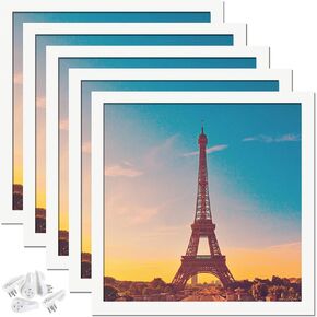 11x11 مجموعة إطار الصورة من 2 ، إطارات صور مربعة بيضاء عالية معرض الجدار الشفافة سطح المكتب العمودي الأفقي ل Canvas Collage Photo Poster شهادة 11 × 11 بوصة