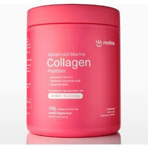 Advanced Marine Collagen Powder Plus Liposomal Vitamin C, Hyaluronic Acid & Biotin, Sugar-Free Type I Collagen Supplement for Skin, Hair, Nails, Joint & Gut Health - 30 Servings, Unflavored
