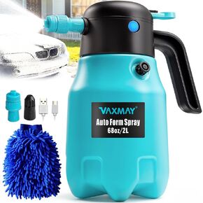 Vaxmay 68oz/2L Sprayer Electric Foam Electric ، برش رغوة سيارة 60psi بطارية مع فوهات قابلة للتعديل ، رذاذ الرغوة اللاسلكي القابلة لإعادة الشحن لغسيل السيارات تفاصيل الحديقة
