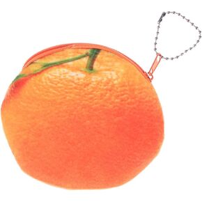 Cartoon Orange Plush Coin Purse with Keychain Fuzzy Mini Wallet for Women and Girls Cute Fruit Pouch for Cash Lipstick and Id Present Idea
