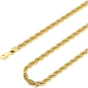 925 Sterling Silver Rope Chain Clasp Clasp 2/2.5/3/4/5mm Gold/Silver Chain for Men Women Silver Necklace Chain 16/18/20/22/24/26/30 Int