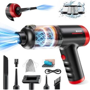 Car Vacuum Portable Cordless - 16000Pa Powerful Suction, 4 in 1 Handheld Vacuum and Air Duster with Cleaning Gel, Ideal for Car, Home, Pet, Office